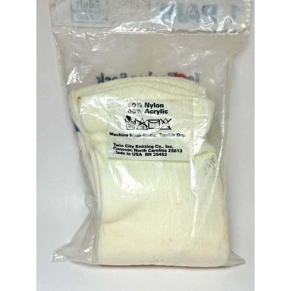 Vintage Ice Hockey Socks Twin City Knitting Co RM 850 Adult Red White Blue NIP - Picture 2 of 3